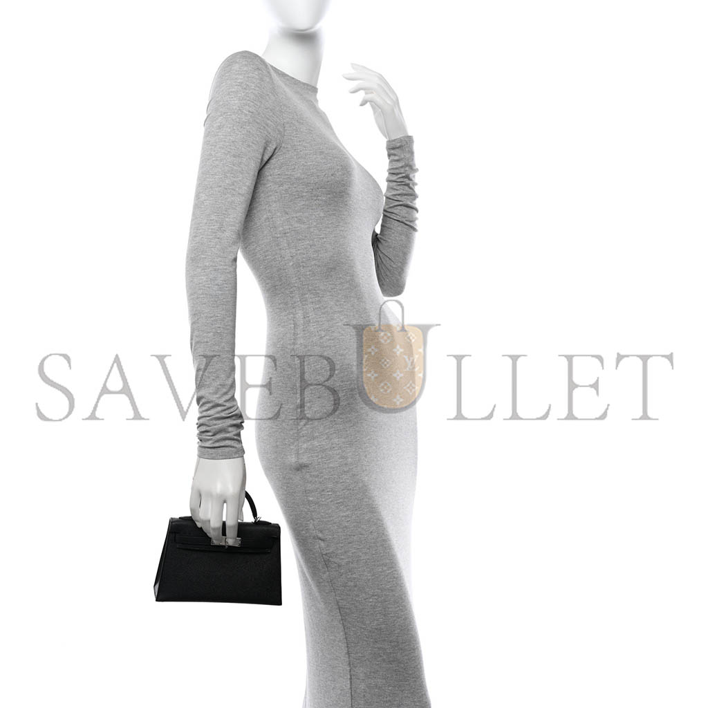 H**mes master epsom mini kelly sellier 20 black silver buckle (19*12*5.5cm)